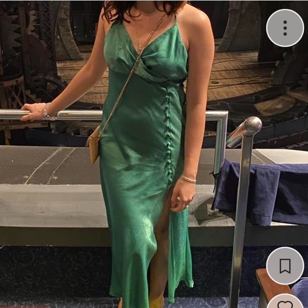 Zara green satin dress
